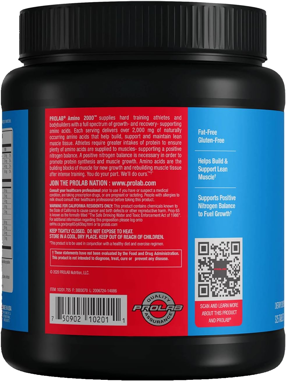 Prolab Amino 2000 Essential Amino Acids, Full-Spectrum EAA (325 Tablets)