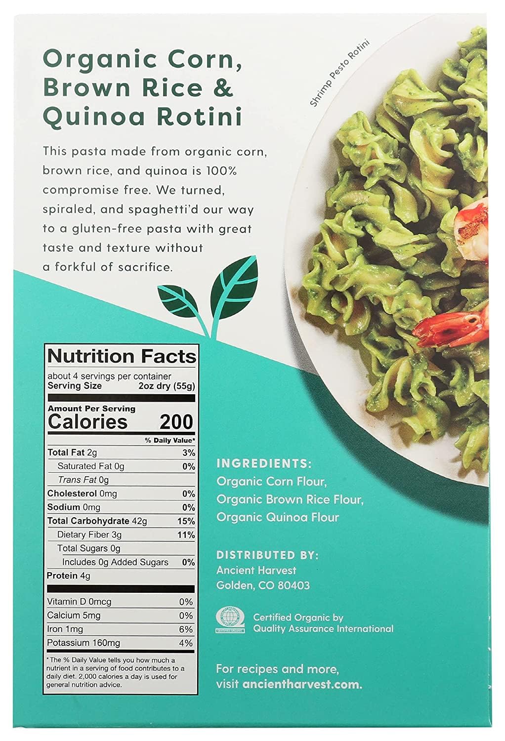 Ancient Harvest Organic Quinoa Pasta, Rotelle, 8 Ounce (Pack of 12)