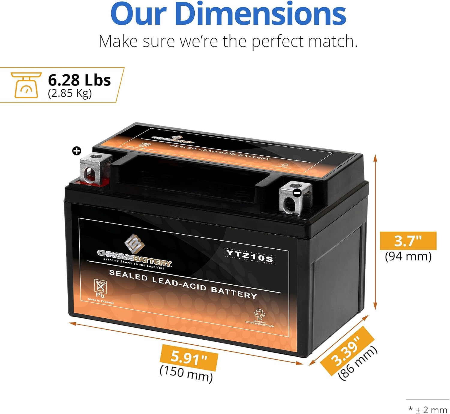 CB CHROMEBATTERY YTX30L-BS 12V 385 CCA AGM – Maintenance-Free 30Ah Battery for Harley, ATV, UTV, Snowmobile, Jet Ski – T3 Nut & Bolt Terminal – Fits Harley Touring, Polaris Sportsman 850