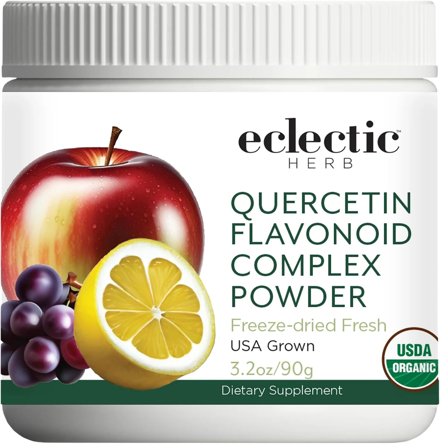 Eclectic Institute Raw Fresh Freeze-Dried Quercetin Flavonoid Complex, Whole Food Powder | 3.2 oz (90 g)