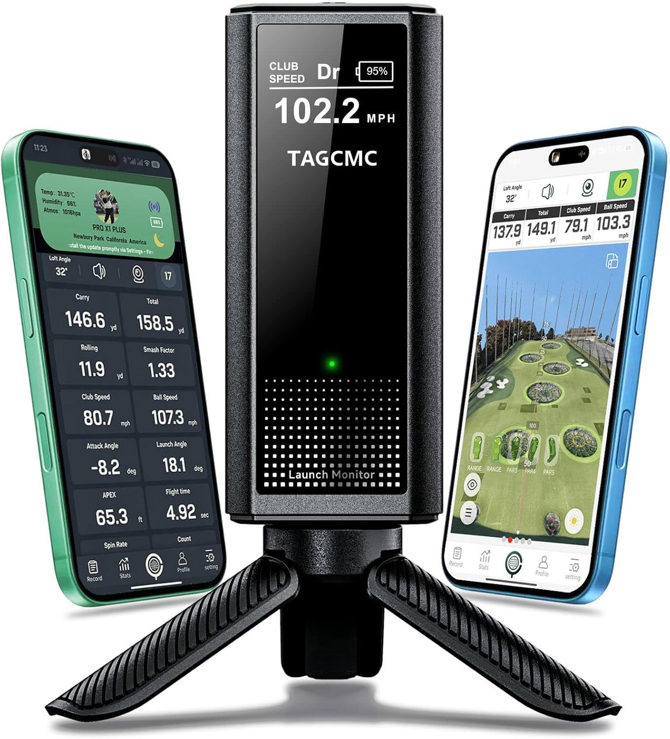 Portable Golf Launch Monitor & Simulator, Mobile Launch Monitor for Golf Swing Analysis, Simulators for Home ，Training & Swing Analyzer