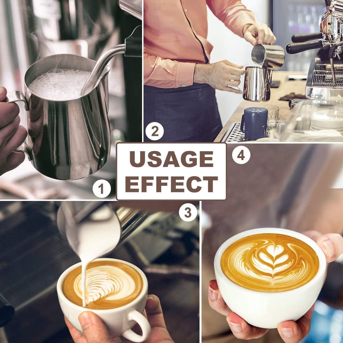 Stainless Steel Espresso Milk Frothing Pitcher - 12OZ/350ML Coffee Milk Frother Cup with Decorating Art Pen for Espresso Machine, Latte Art