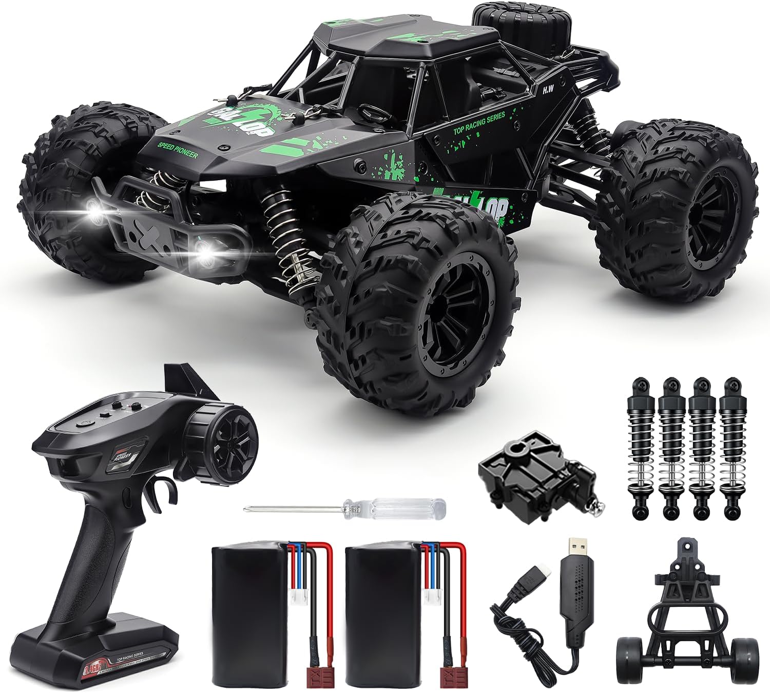 1:16 RC Cars for Adult,45km/h 4WD Off-Road Remote Control Car All-Terrain Fast RC Truck with Two 1500mAh Batteries