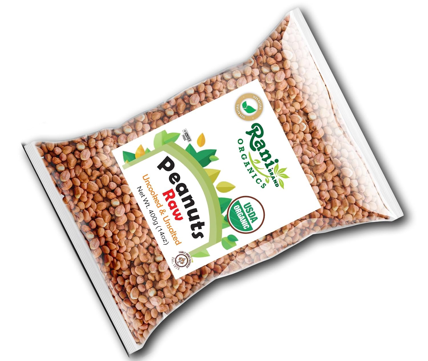Rani Peanuts, Raw Whole With Skin (uncooked, unsalted) 14oz (400g) ~ All Natural | Vegan | Kosher | Gluten Friendly | Fresh Product of USA ~ Spanish Grade Groundnut/Red-skin