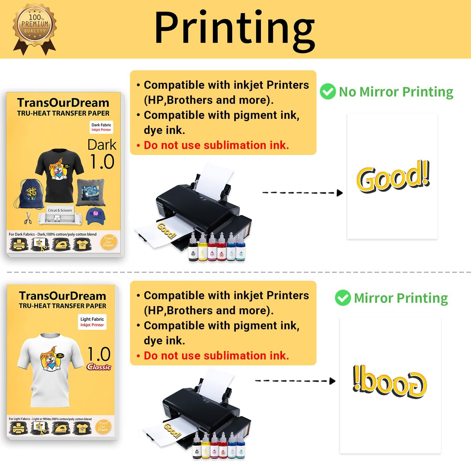 TransOurDream Heat Transfer Paper for T Shirts (20 Sheets