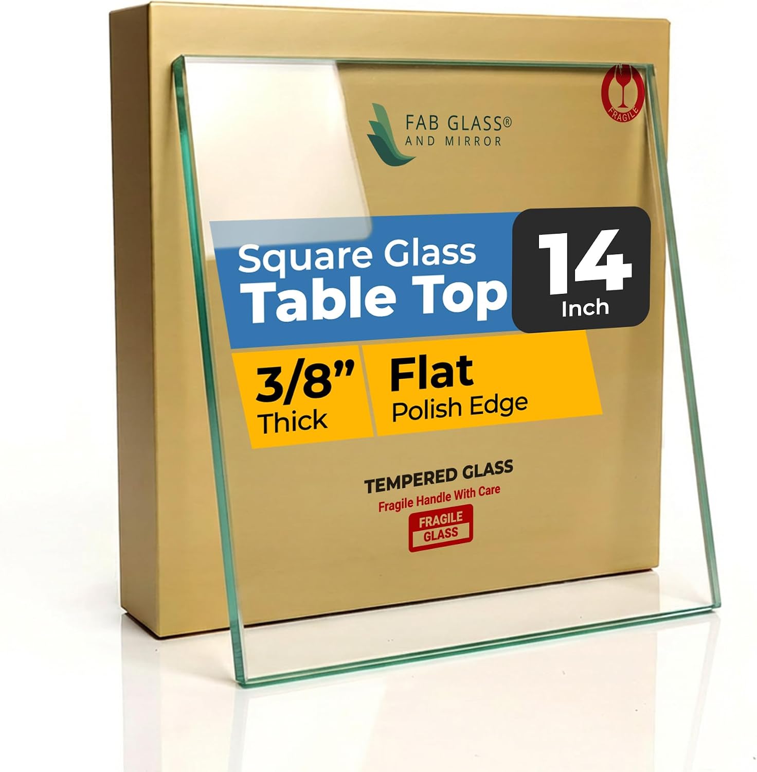 Clear Tempered Glass Table Top 22 Inch Square Flat Polished Edge with 1/4 Inch Thickness for Dining, Coffee or Side Tables by Fab Glass and Mirror