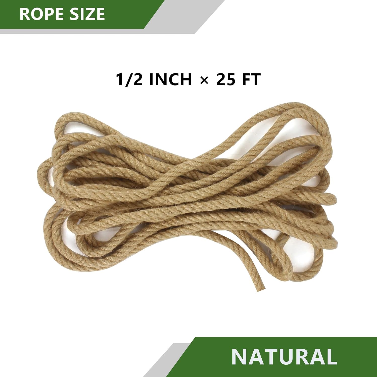 Jute Rope 1 in x 100 ft Thick Twisted Manila Ropes Natural Hemp Rope for Swing Bed, Railing, Crafts, Docks, Tug of War, Decorating, Nautical, Landscaping, Hammock