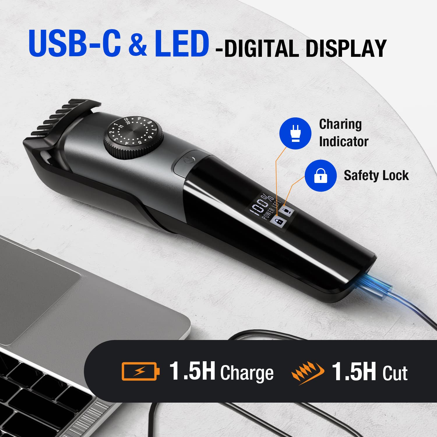 SUPRENT Beard Trimmer for Men Waterproof- IPX7 Professional Mustache Trimmer- 39 Built-in Adjustable Precise Lengths- Cordless USB C Rechargeable &