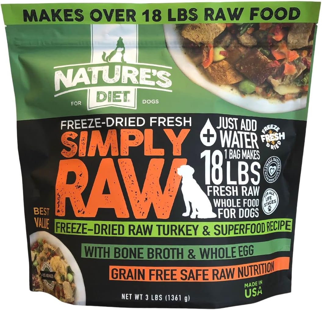 Nature's Diet Simply Raw Freeze-Dried Whole Food Meal - Makes 18 Lbs Fresh Food with Muscle, Organ, Bone Broth, Whole Egg, Superfoods