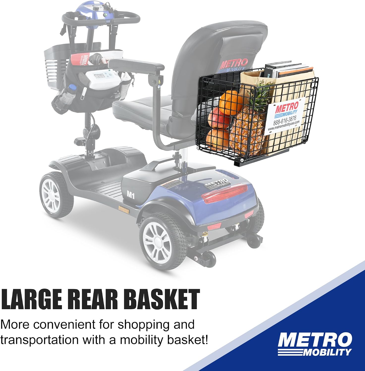 Metro Mobility 4 Wheel Foldable Mobility Scooter for Adults - 300 lbs Capacity Electric Mobility Scooters for Seniors - Long Range Power Extended