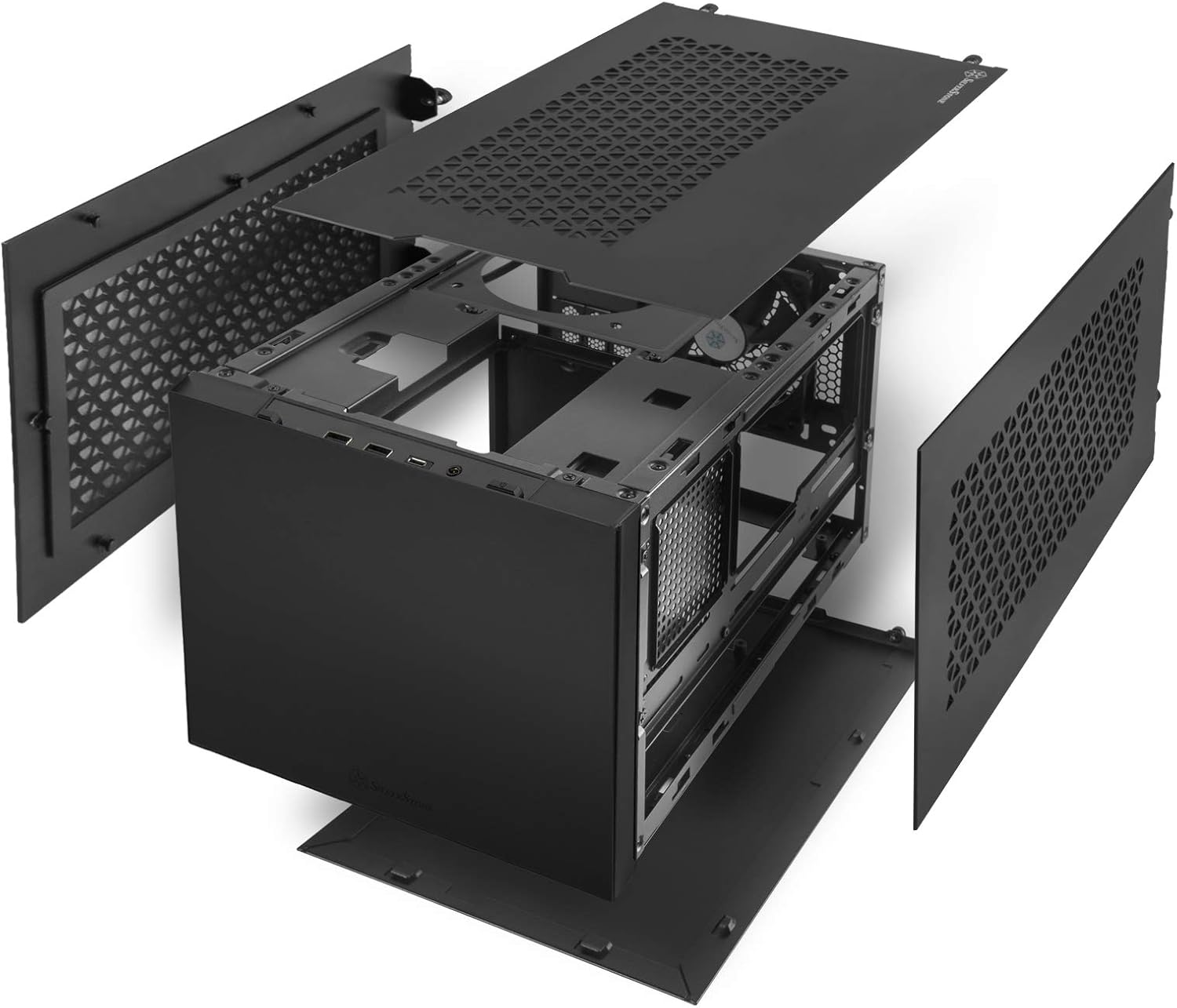 Silverstone Technology SUGO 14, SG14, Black, Mini-ITX Cube Chassis, Supports 3 Slot Full Length GPUs/ATX PSU / 240mm AIO, 4 Removable Panels
