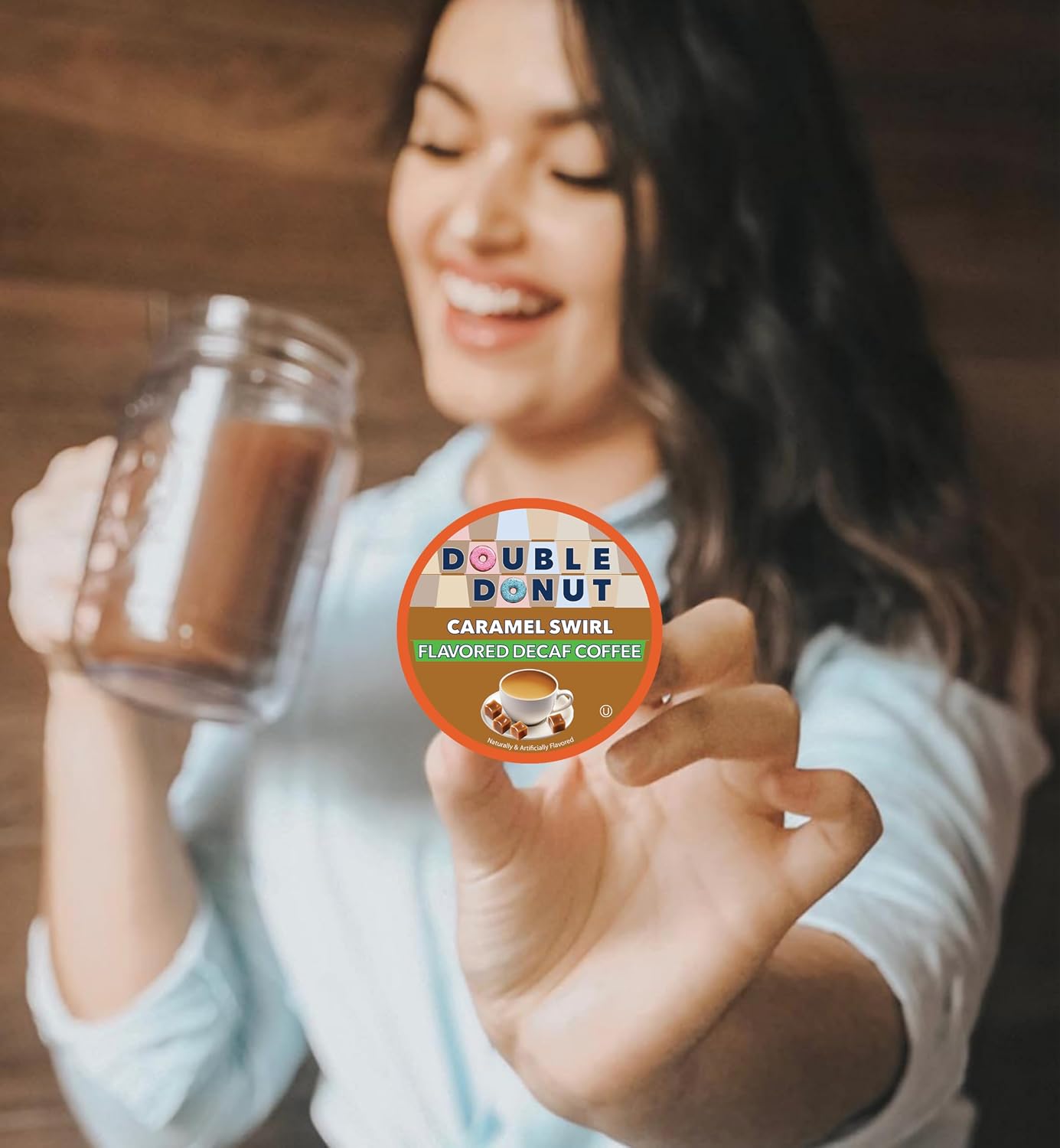Double Donut Coffee Double Donut Medium Roast Decaf Coffee Pods, Classic, for Keurig K-Cup Machines, 24 Single-Serve Capsules per Box
