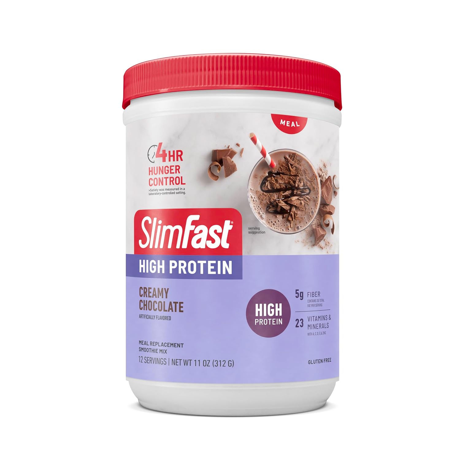 SlimFast High Protein Meal Replacement Shake Powder, 12 Servings (Pack of 2), Advanced Nutrition Smoothie Mix, Digestive Support, Gluten Free, Creamy Chocolate, 20g of Protein (Packaging May Vary)
