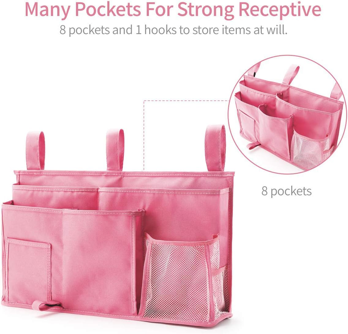 Bseash Bunk Bed Organizer, Bedside Caddy Hanging Bed Organizer Storage Bag 8 Pockets, for College Dorm Rooms Bed, Hospital Bed, Baby Bed Rails
