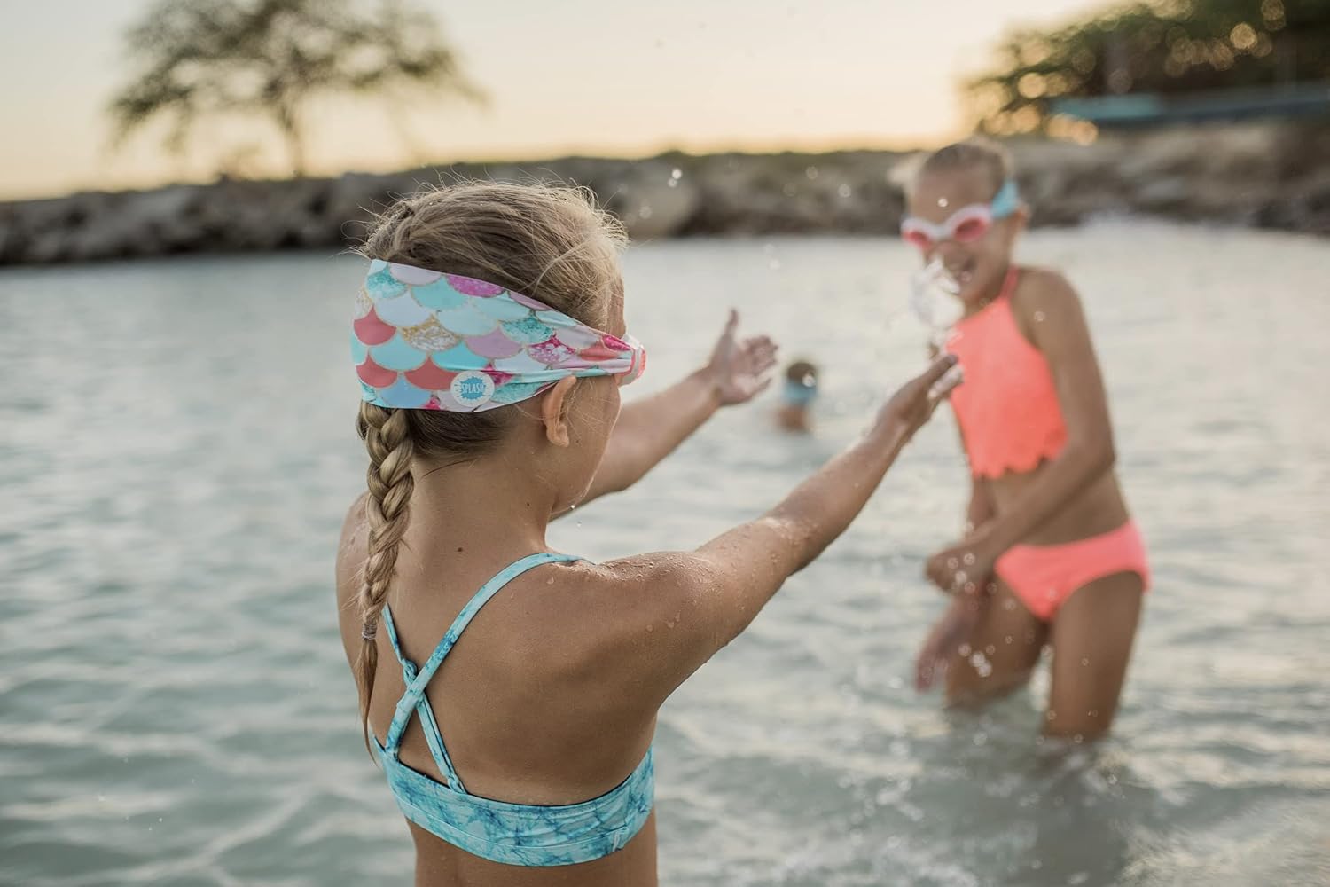 Splash Place SWIM GOGGLES with Fabric Strap - Adult & Kids Swim Goggles - PINKS & PURPLES