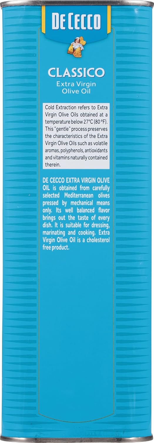 De Cecco Extra Virgin Olive Oil, Classico, Cold Extraction, Great for Cooking & Smooth Taste, 16.9 Fl Oz