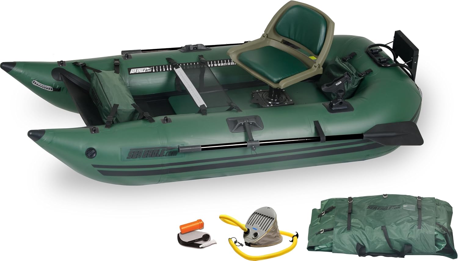 Sea Eagle 285 Frameless Inflatable 9’ Pontoon Fishing Boat - 1 Person- Lightweight, Portable-Perfect for Hunting & Fishing-Sets up in 5 Minutes
