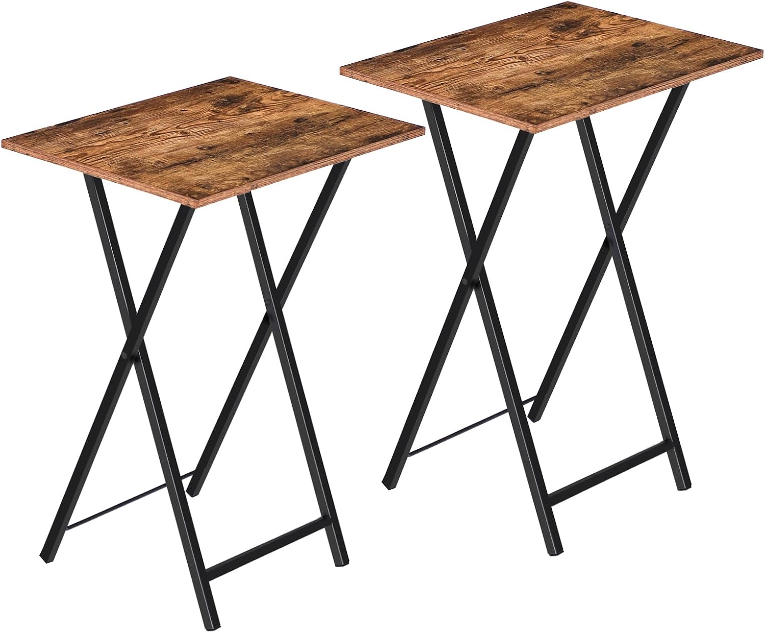 HOOBRO Folding TV Tray Tables, Set of 2 Side Table for Small Space, Industrial Snack Tables for Eating at Couch, Stable Metal Frame, Easy Assembly