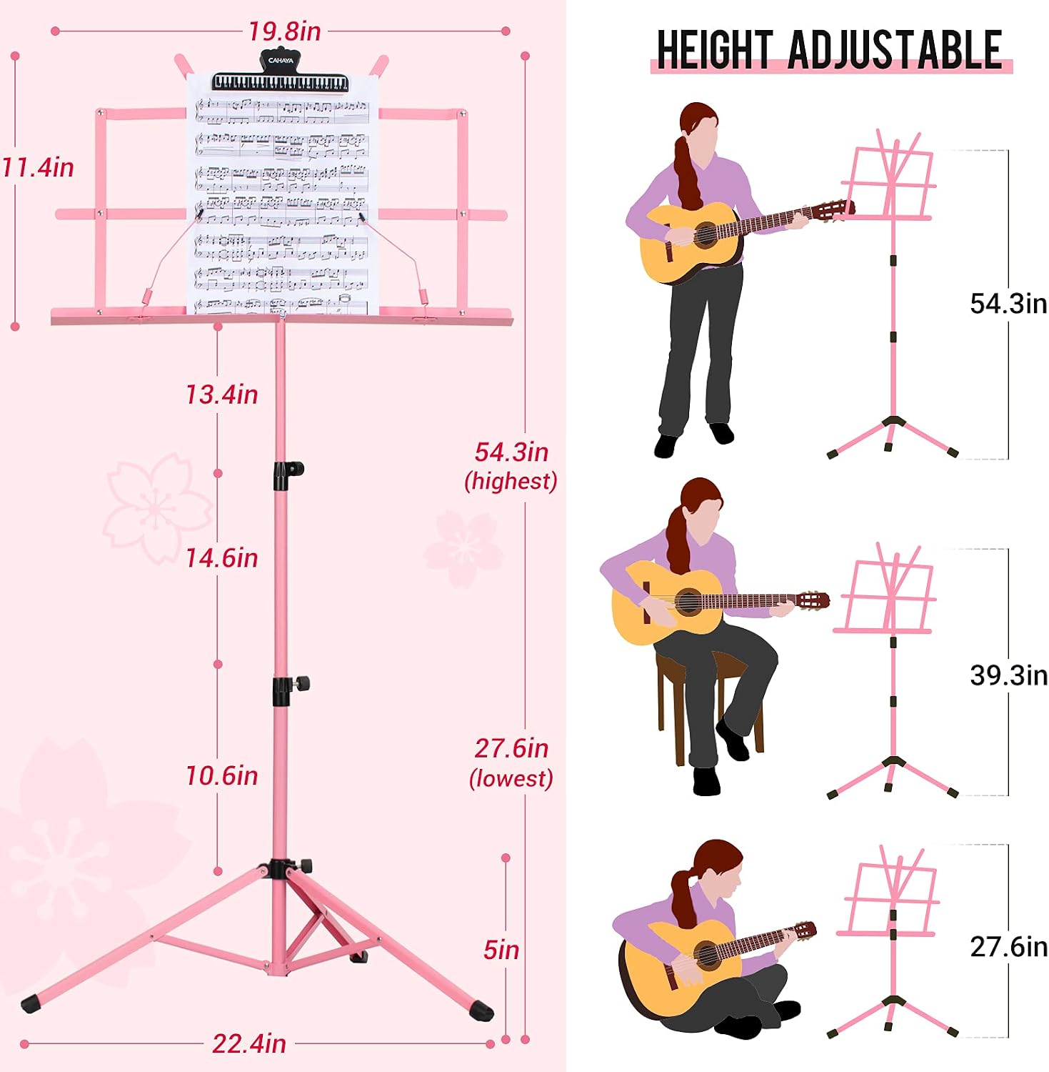 CAHAYA Sheet Music Stand Portable Folding Dual Use Desktop Book Holder