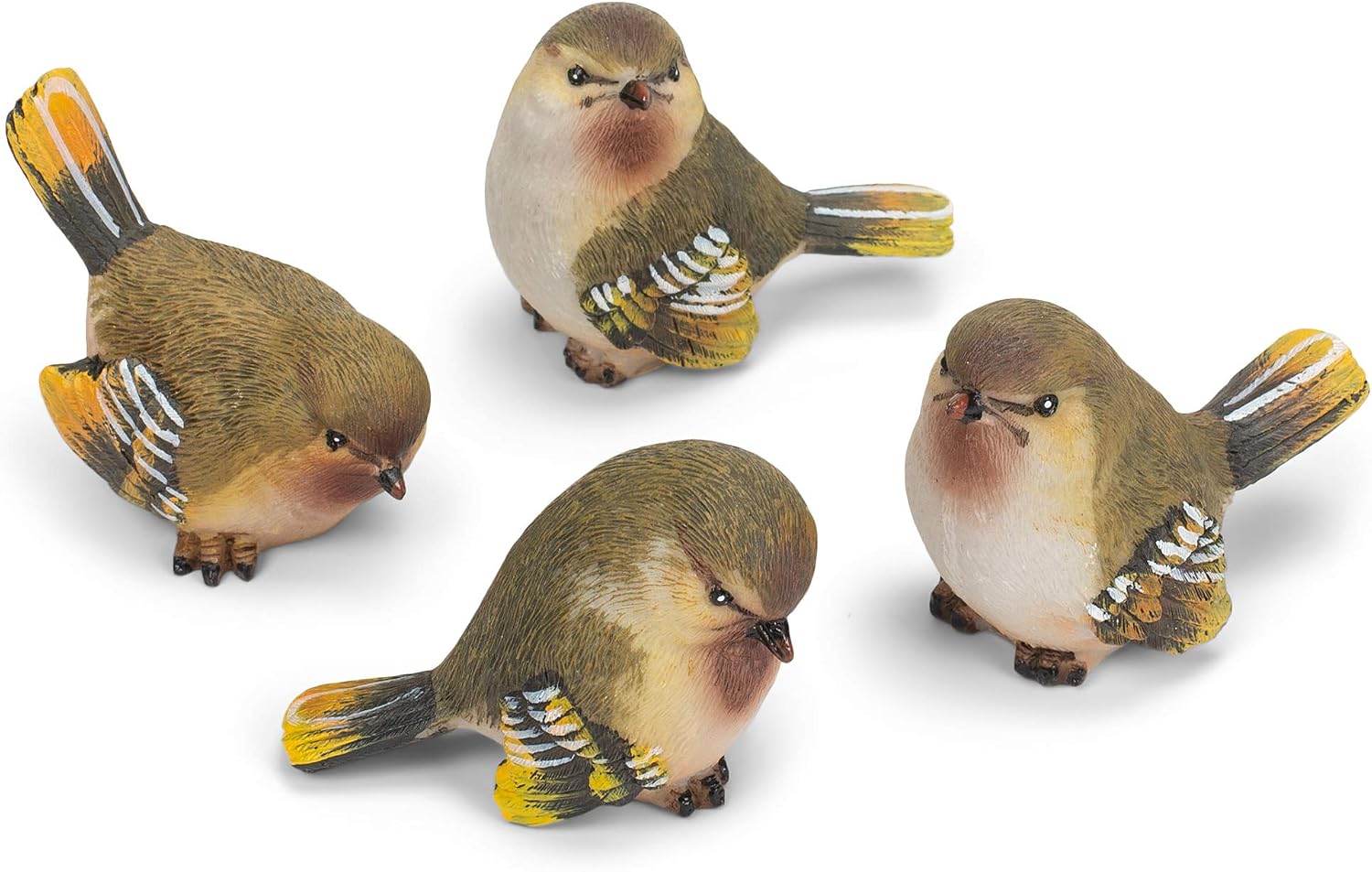 RAZ Imports Striped Wing Bird 2.5 x 2.25 inch Resin Decorative Tabletop Figurine Set of 4