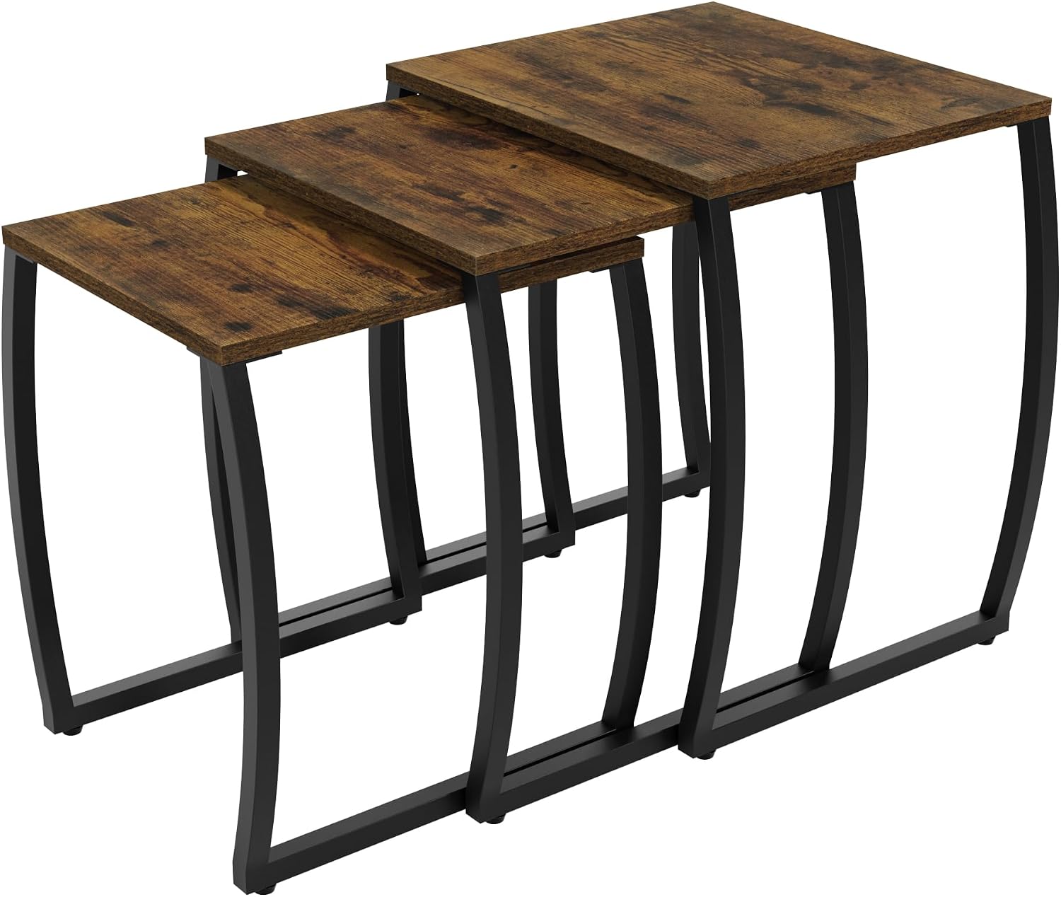 SRIWATANA Nesting Tables, Vintage Side End Tables Living Room, Coffee Snack Table Set of 3 | Compact 3-Piece Stacking Tables