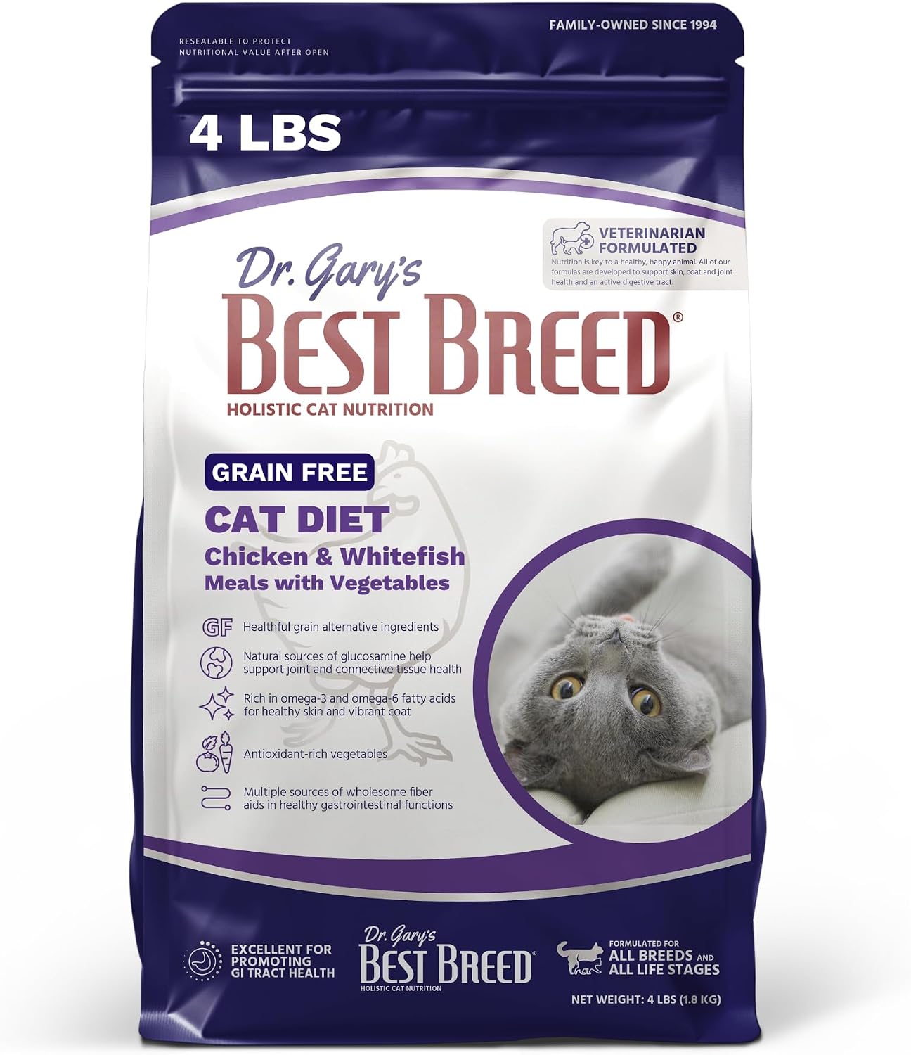 Best Breed Grain Free Cat Diet Made in USA [Natural Dry Cat Food for All Ages] - 4lbs.