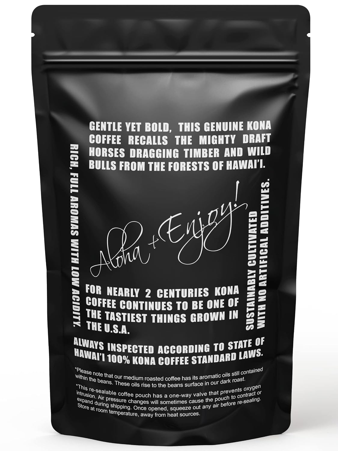 Blue Horse 100% Kona Coffee Whole Bean - 16 oz Medium Roast, Farm Fresh | Certified Organic, Arabica Whole Beans,, Grown In Hawaii USA, Shade Grown, Handpicked, Vacuum Sealed Bag, Caffeinated, Vegan