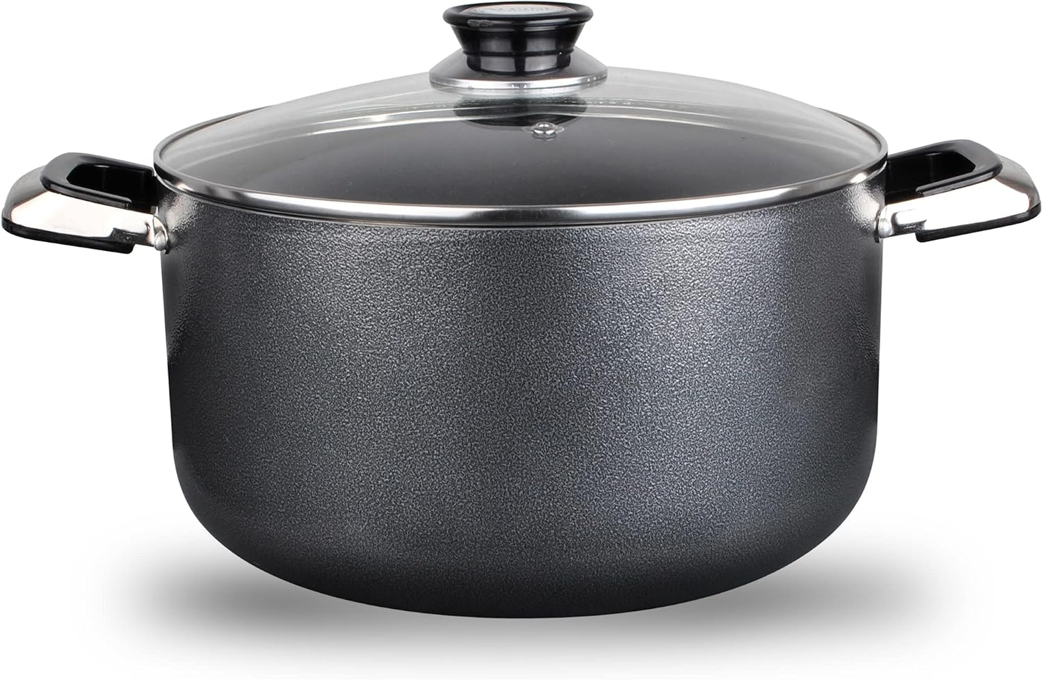 Alpine Cuisine 4 Quart Non-stick Stock Pot with Tempered Glass Lid and Carrying Handles, Multi-Purpose Cookware Aluminum Dutch Oven for Braising, Boiling, Stewing