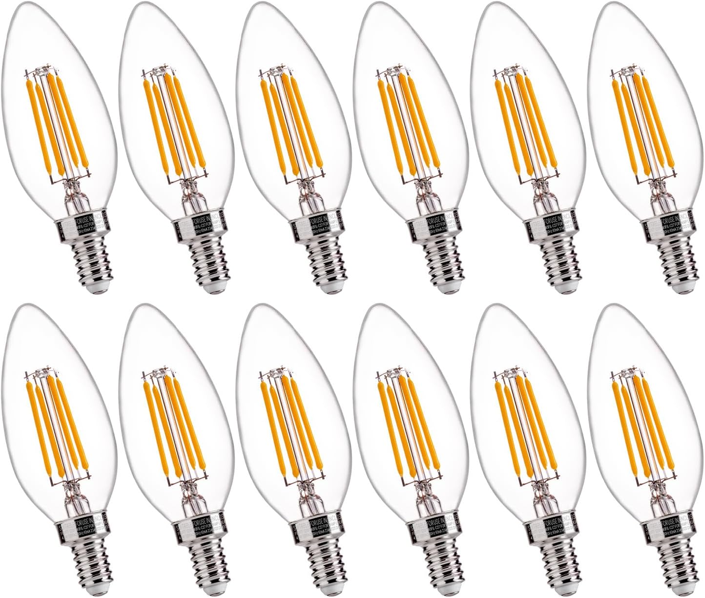 60W Equivalent LED Chandelier Light Bulbs, Dimmable, E12 Base, Clear B11 LED Filament Candelabra Bulbs, 2700K Soft White, 6 Pack