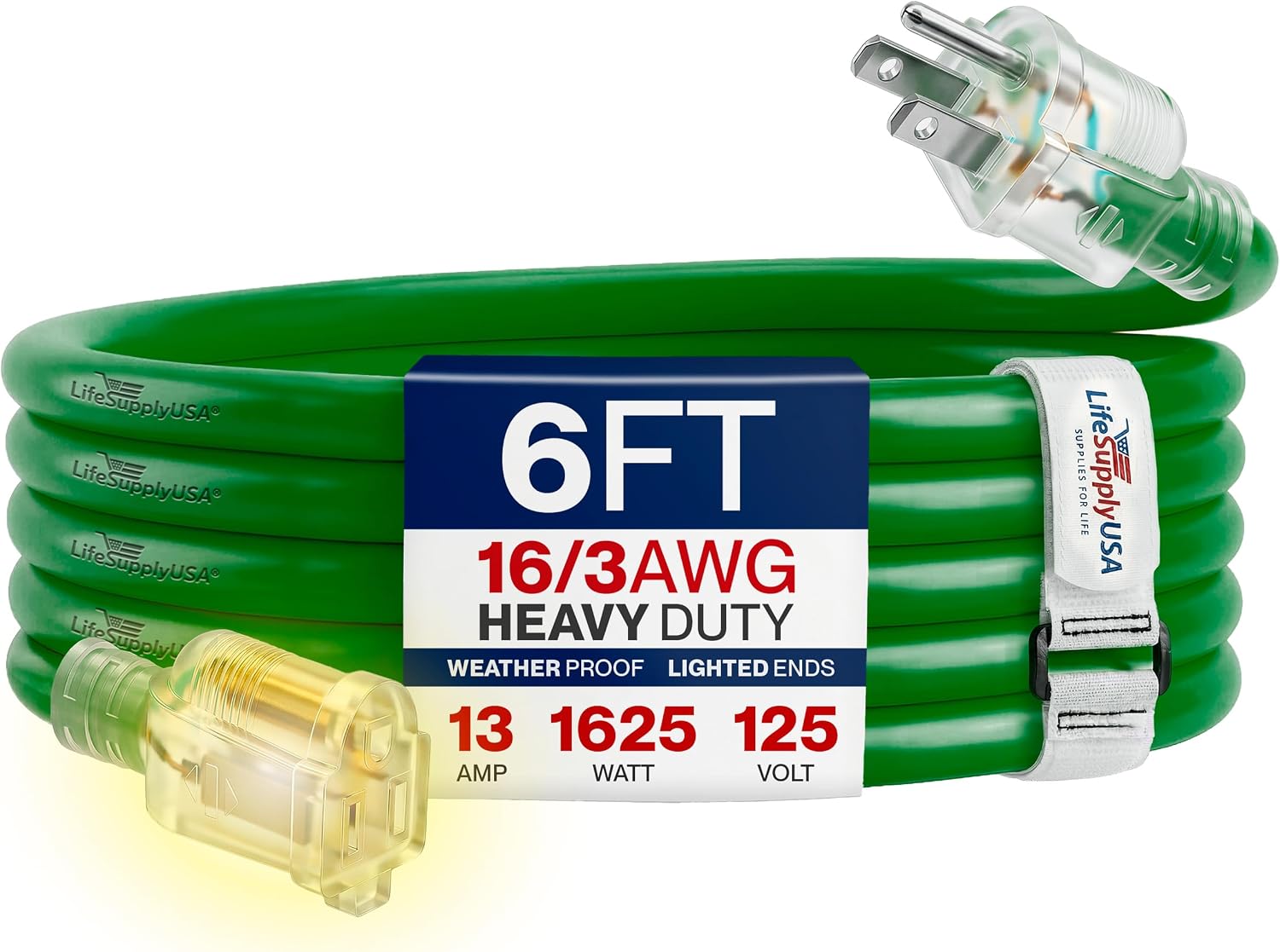 25ft Outdoor/Indoor Extension Cord 12/3 Gauge Extra Heavy Duty 3 Prong SJTW, Waterproof, Flexible Cold-Resistant Long Power Cord,15A 125V 1875W, Yellow by LifeSupplyUSA