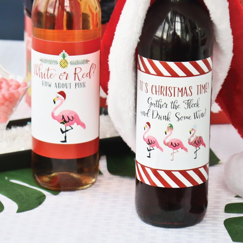 Big Dot of Happiness Ugly Sweater - Holiday and Christmas Wine Bottle Label Stickers - Set of 4