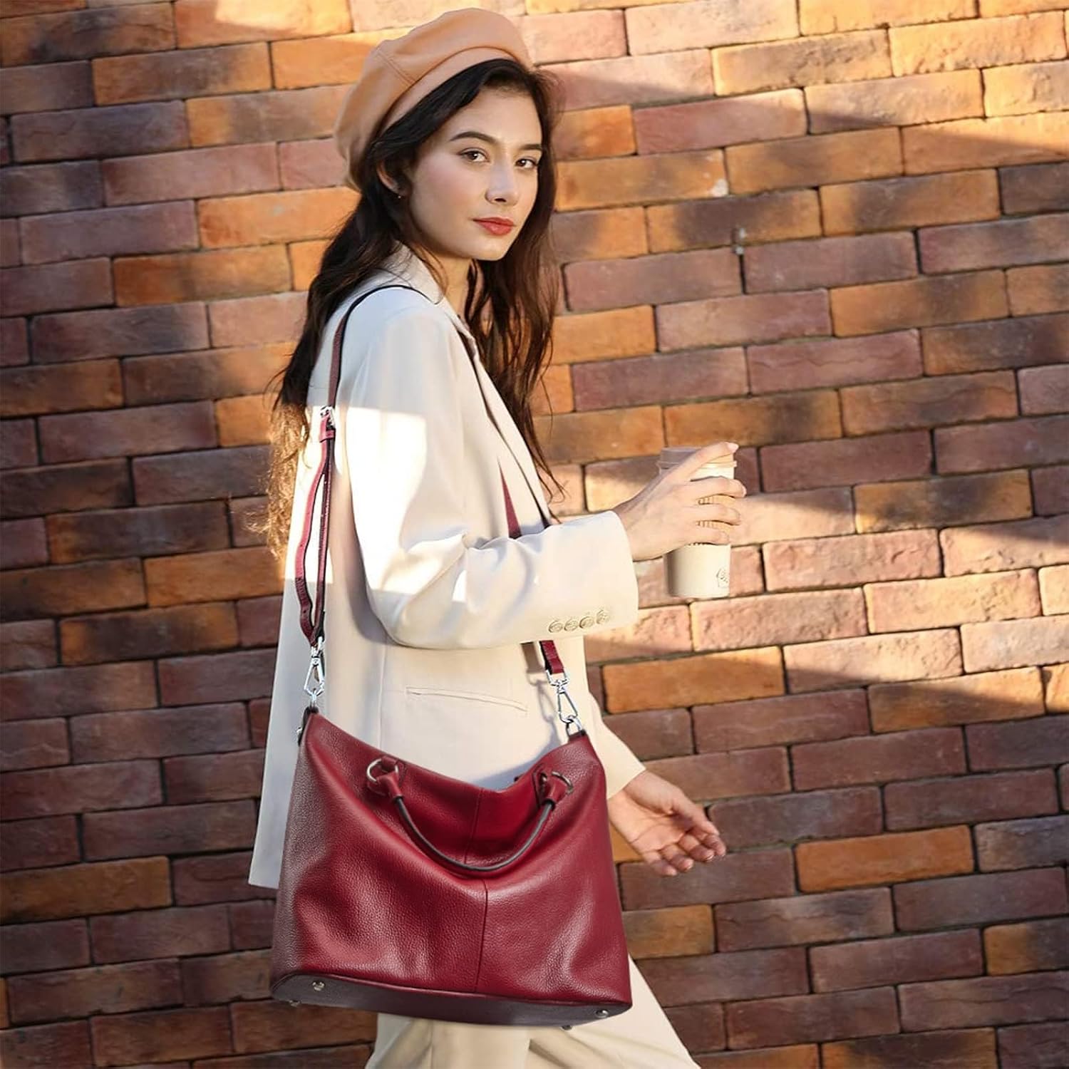 Kattee Genuine Leather Tote Purse for Women, Top Handle Satchel | Soft genuine leather tote with roomy storage and versatile carry for work, shopping, and travel.