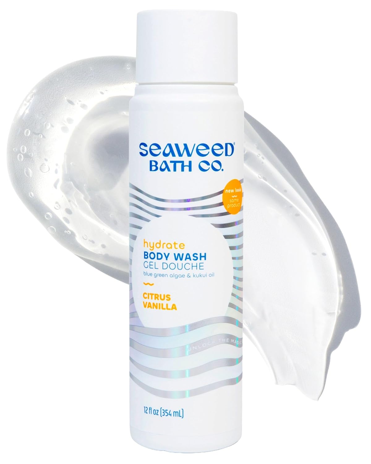 Seaweed Bath Co. Hydrate Body Wash, Unscented, 12 oz | Foaming Shower Gel Cleanser with Natural Ingredients, Fragrance Free and Gentle, Good for Sensitive Skin