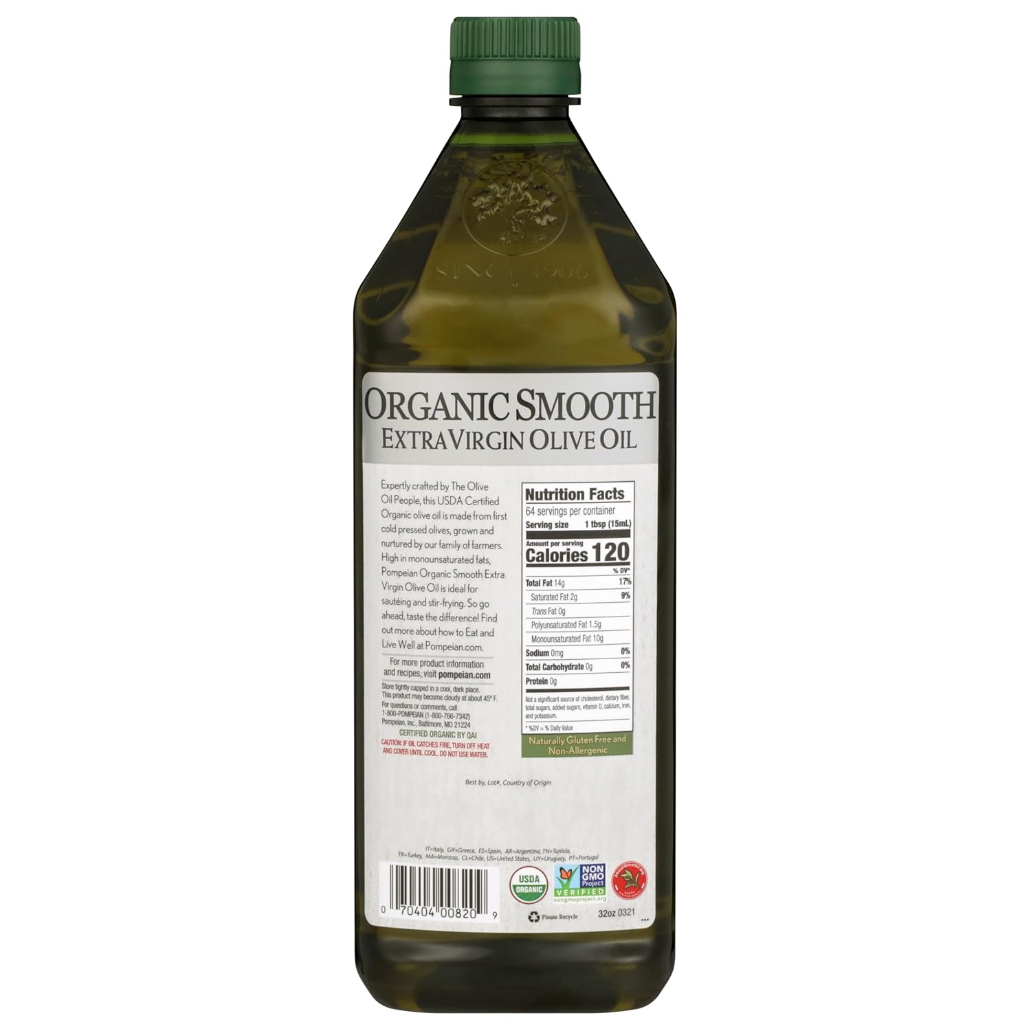 Pompeian Robust Organic Extra Virgin Olive Oil - 16 fl oz | First Cold Pressed Olive Oil for Cooking - Full-Bodied Taste for Dressings and Marinades