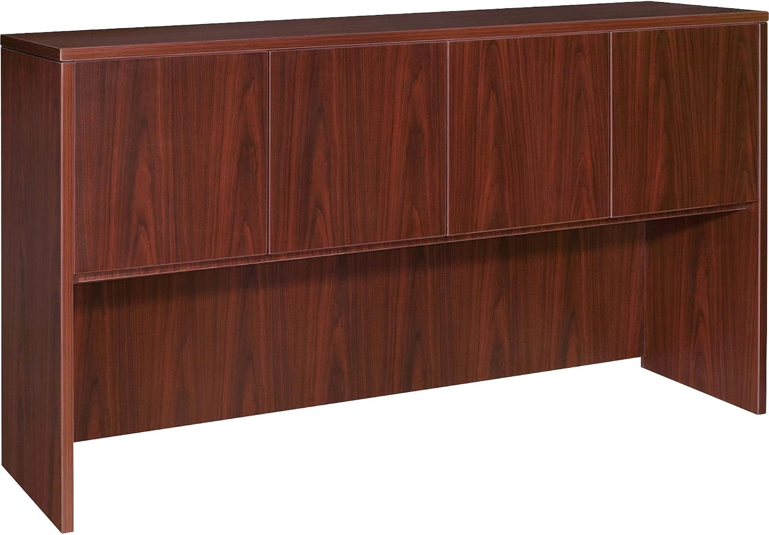 Lorell Hutch with Doors, 66 by 15 by 36-Inch, Mahogany