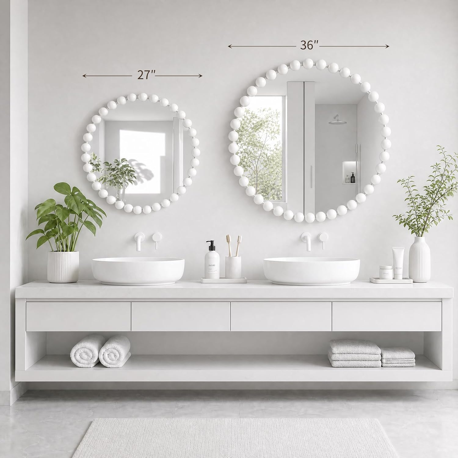 Madison Park Round Mirror, Metal Frame Circle Mirror 27 inch, Wall Art Decor Mounted Hanging for Entryway, Bathroom, hallway, Living Room, Vanity