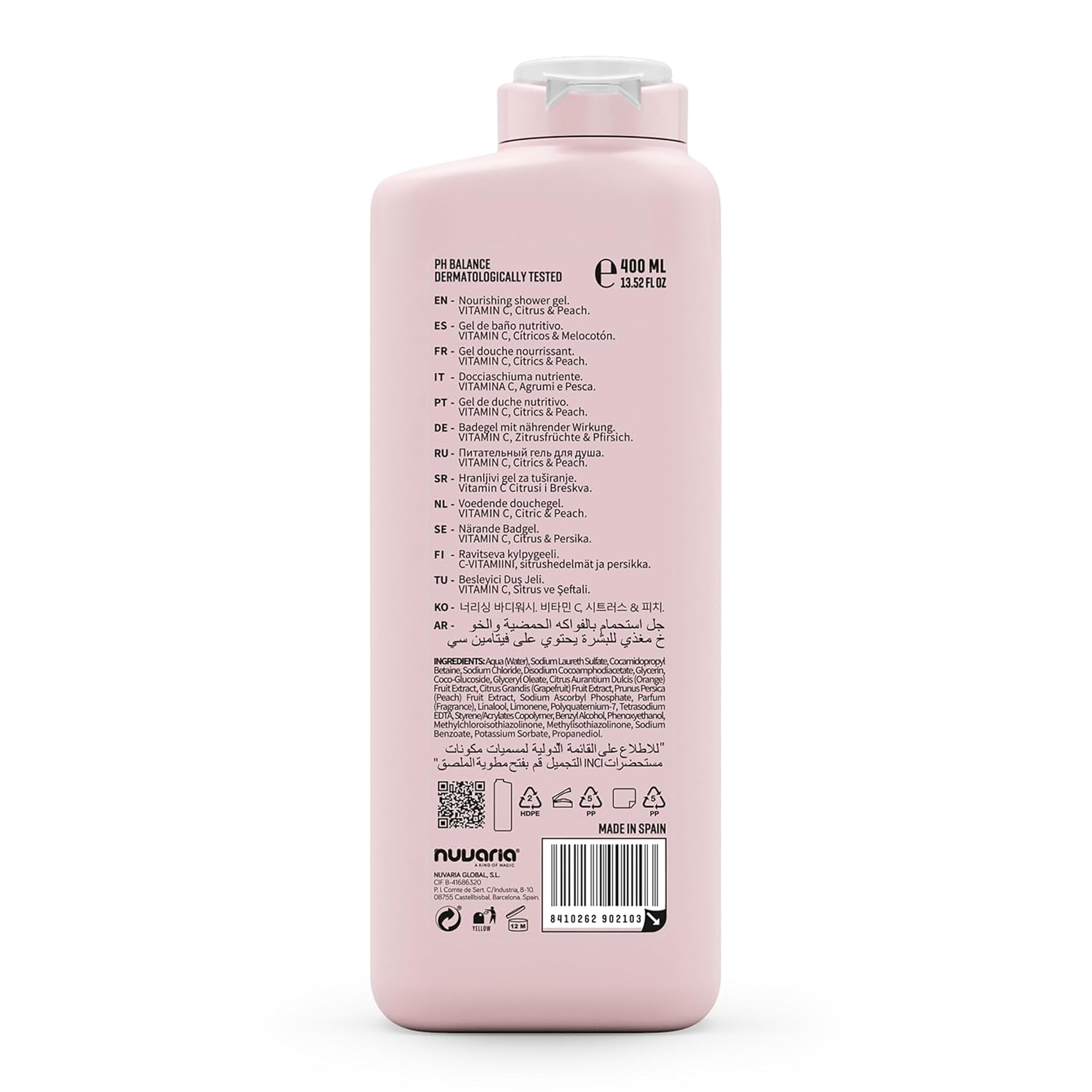 Dicora Urban Fit Shower Gel - Women and Mens Body Wash for All-Day Hydration - Prevents Premature Aging with Vitamin C - Citrus and Peach - 25.4 oz