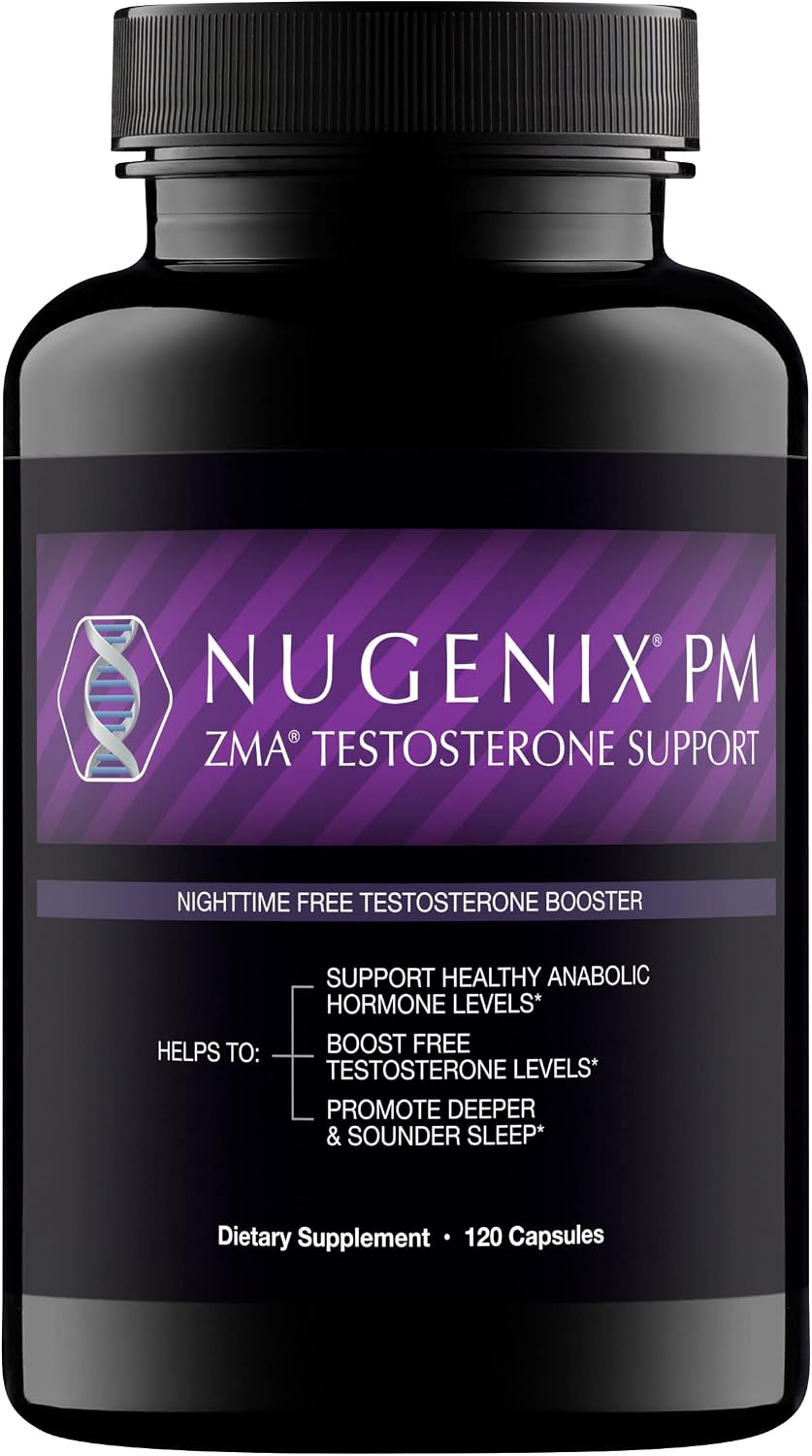 Nugenix PM ZMA - Nighttime Free Testosterone Booster for Men, 120ct | Sleep Support, Testosterone Supplement, Increase Muscle