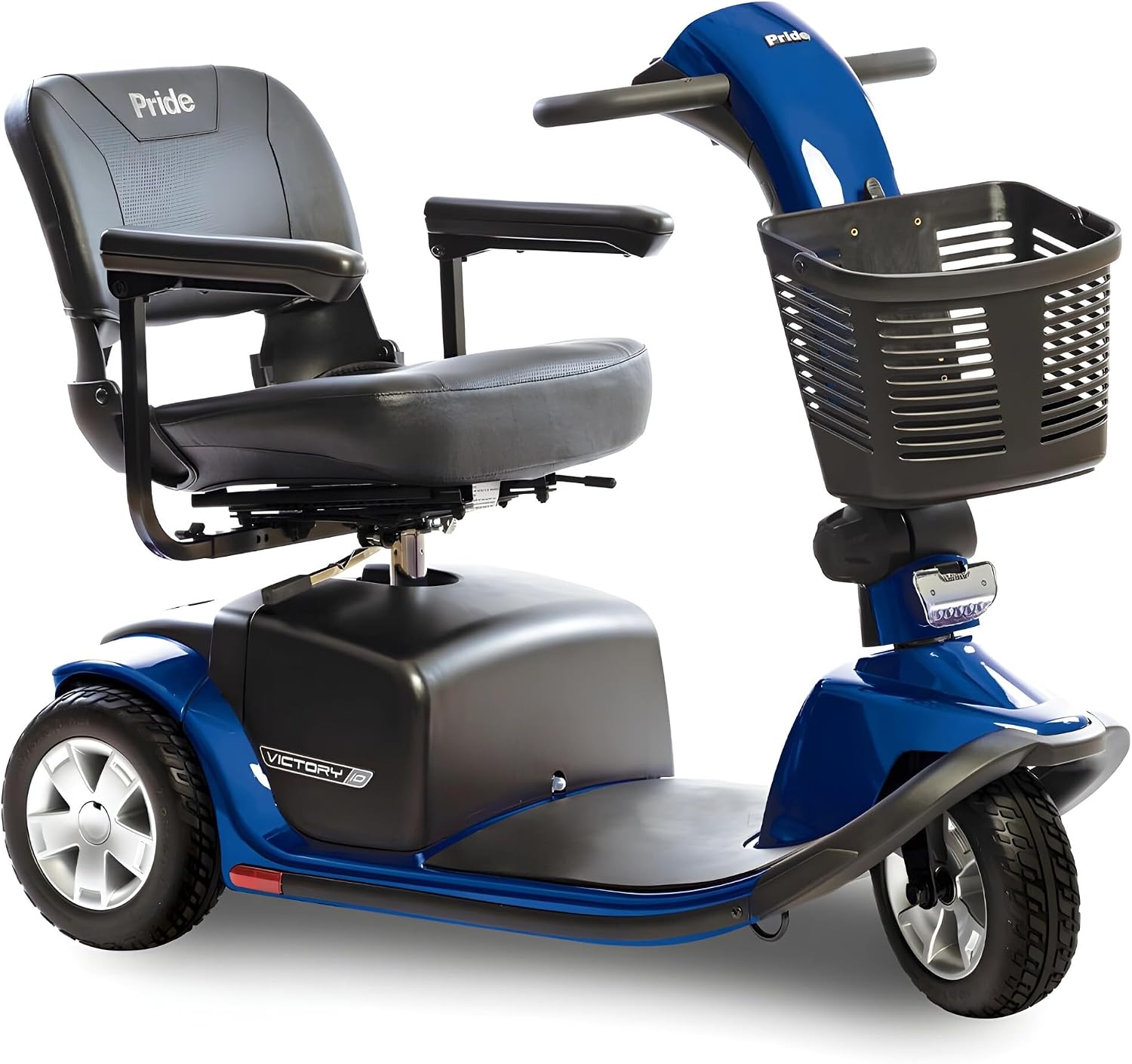 Pride Mobility Victory 10 3-Wheel Scooter - Comfort Mobility for Adults, U-1 Battery, 400 Lbs Weight Capacity, Viper Blue, 18"x17" Fordable Seat - SC610