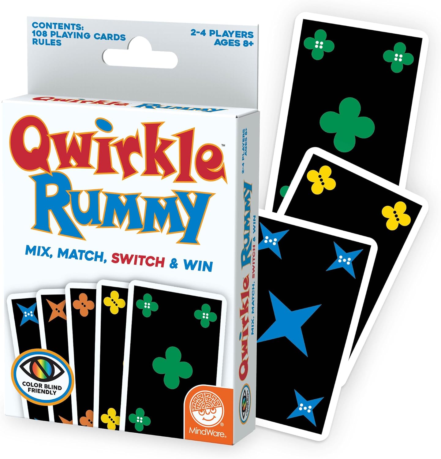 MindWare Qwirkle Rummy Card Game - Strategy Games for Adults and Family - Fun Family Games & Party Games for Adults - Match Shapes & Colors