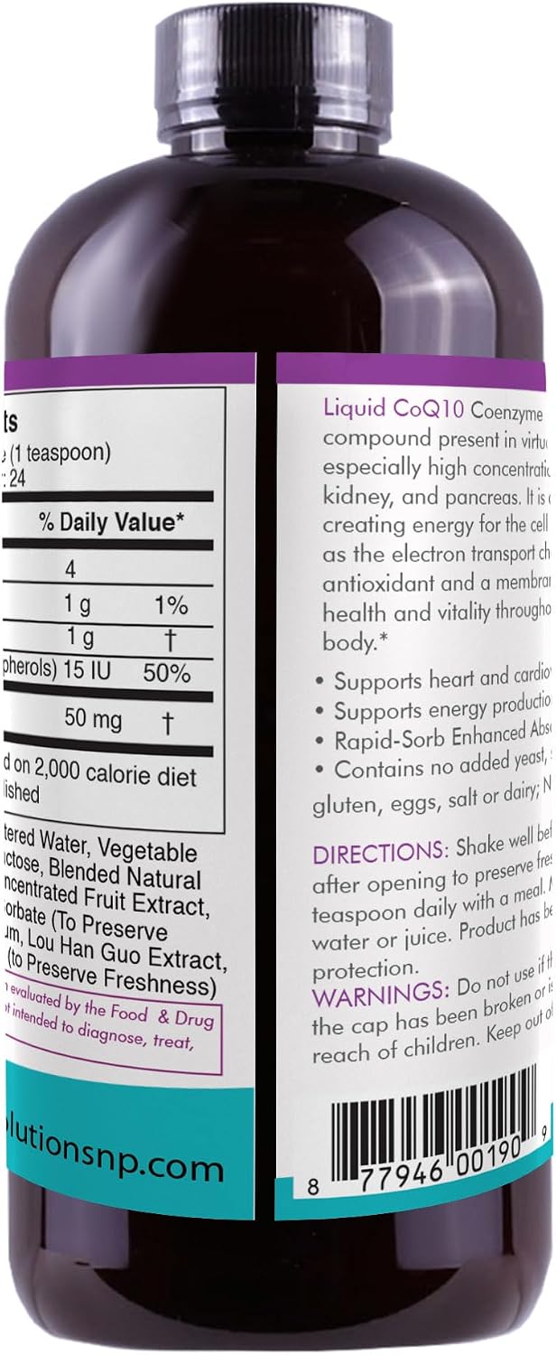 Life Solutions Liquid CoQ10 Supplement, 50 mg, 4 oz Bottle | High Absorption, Coenzyme Q10, per Serving, Energy, Heart Health, Antioxidant Support