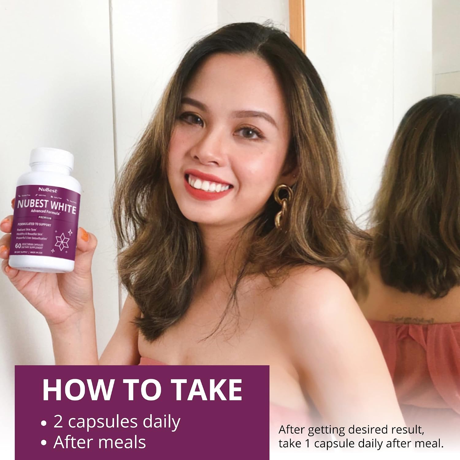NuBest White - Glutathione 400mg & Milk Thistle Extract - Skin Brightening Supplement - Helps Beautiful and Radiant Skin - Antioxidant Supplement &