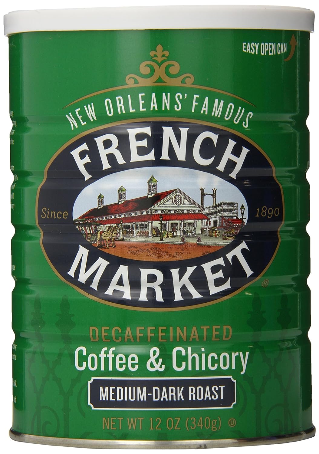 French Market Coffee & Chicory Dark Roast Ground Coffee, 12oz Can (Pack of 6)