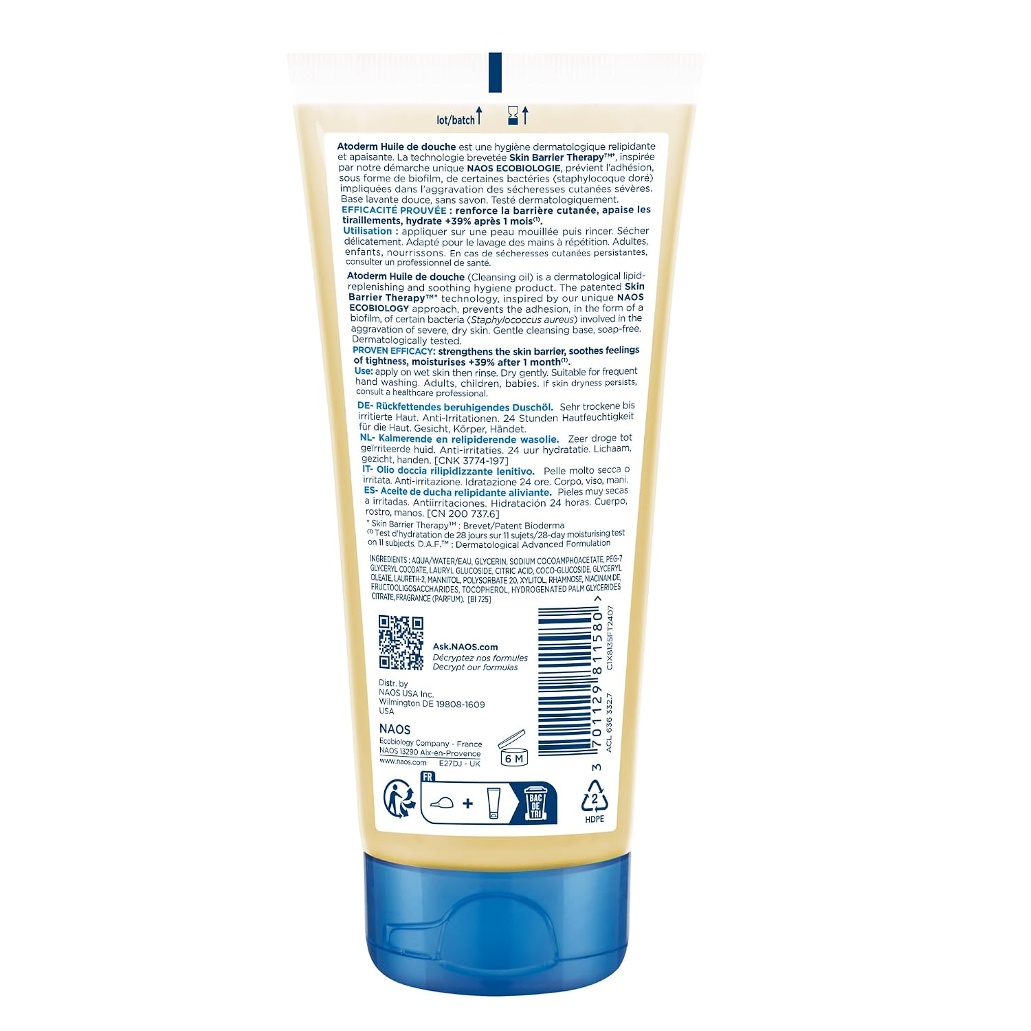 Bioderma Atoderm Shower Oil, Cleansing Oil For Face & Body, Nourishing Cleansing Oil For Dry to Atopic Sensitive Skin For Softer & Smooth Skin For Your Whole Family