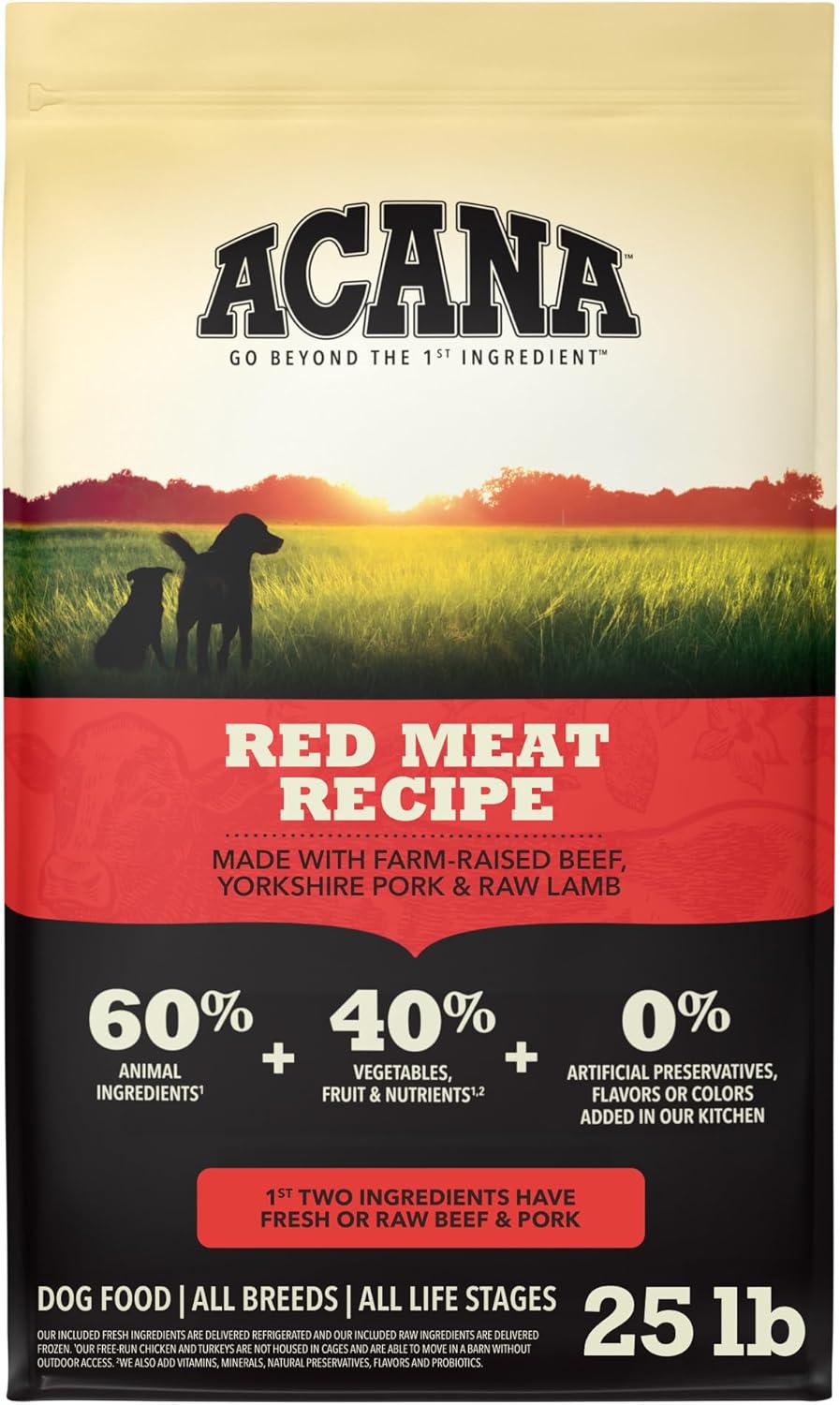 ACANA Grain Free Dry Dog Food Red Meat Recipe 4.5lb. Bag | Freeze Dried, Grain Free, High Protein, Made in the USA, Omega-3 Fatty Acids, Digestive Health, Global Quality Ingredients