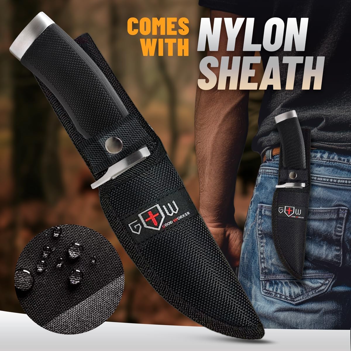 Hunting Knife with Sheath Survival Knives for Men - Best Tactical Camping Hunting Hiking Knife - Bushcraft Field Gear Accessories Tool - Fixed Blade