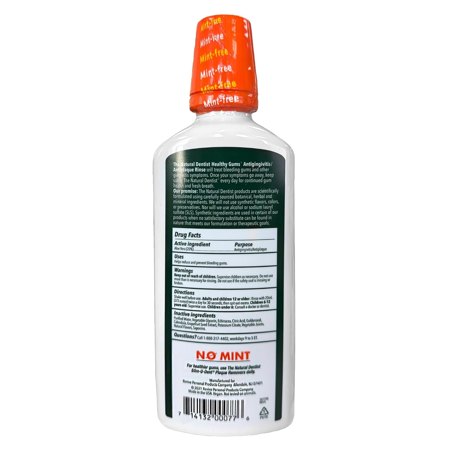 The Natural Dentist Peppermint Twist Mouthwash, No Alcohol & No Fluoride, Plant-Based Daily Rinse that Refreshes & Comforts the Mouth, 16.9 fl oz
