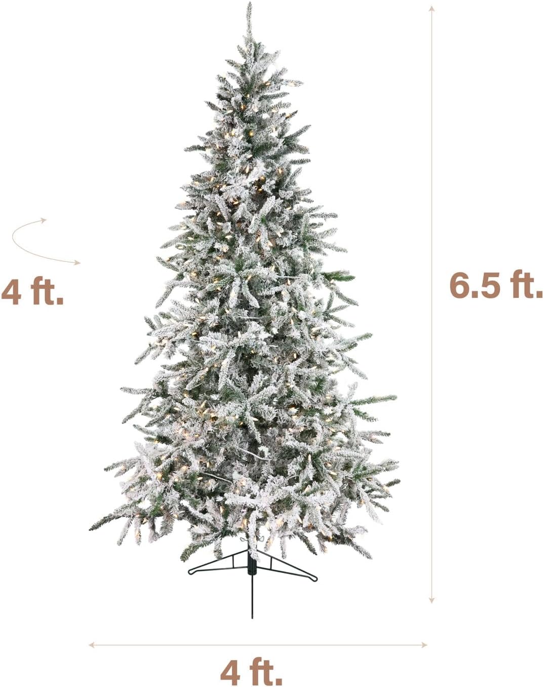 Fraser Hill Farm 7.5-Ft. Mountain Pine Flocked Artificial Christmas Tree with Stand, Unlit Foldable Fake Tree with Realistic Snowy Foliage for Home Decoration