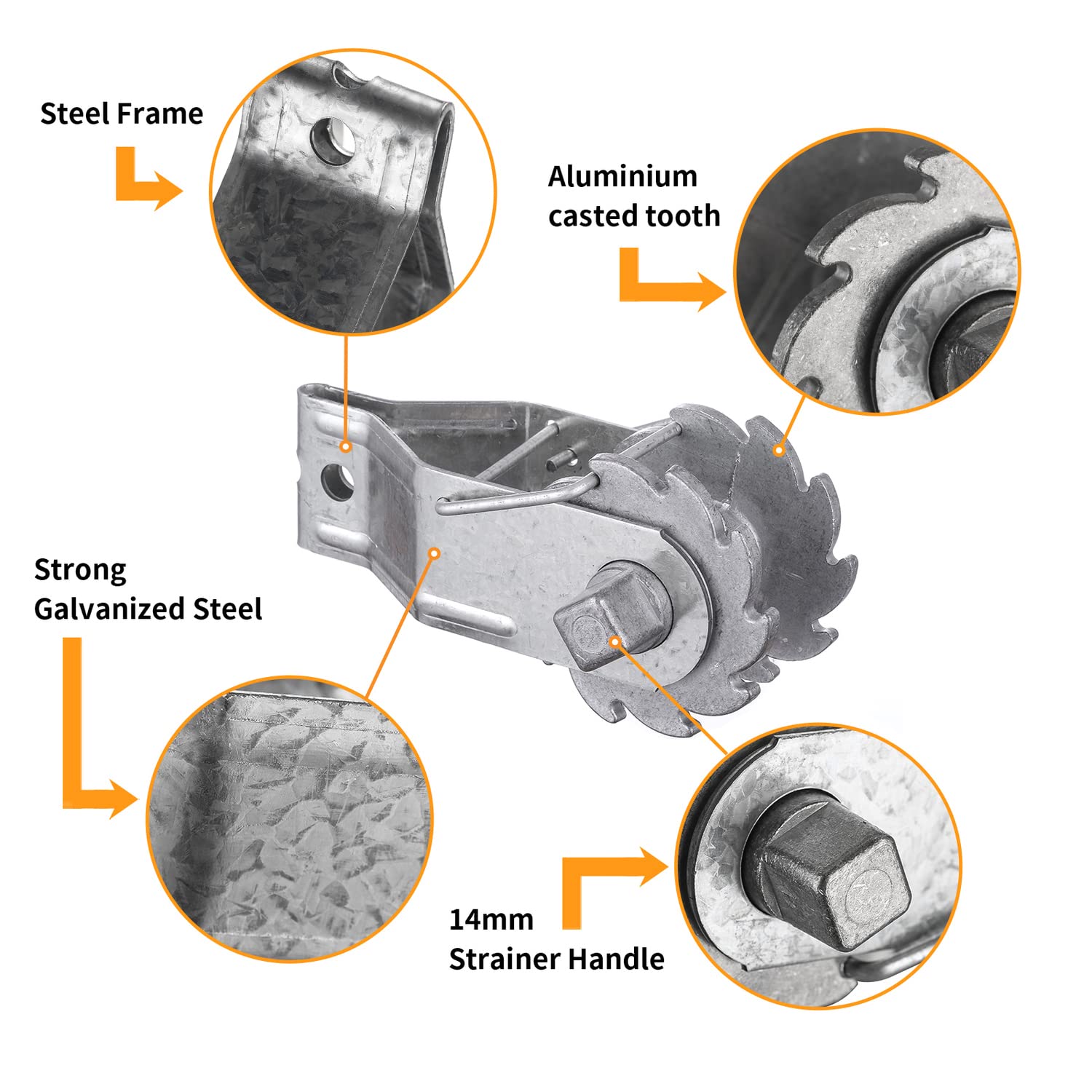 FENSMILE Electric Fence Wire Strainers, 10-Pack Inline Ratchet Tensioners