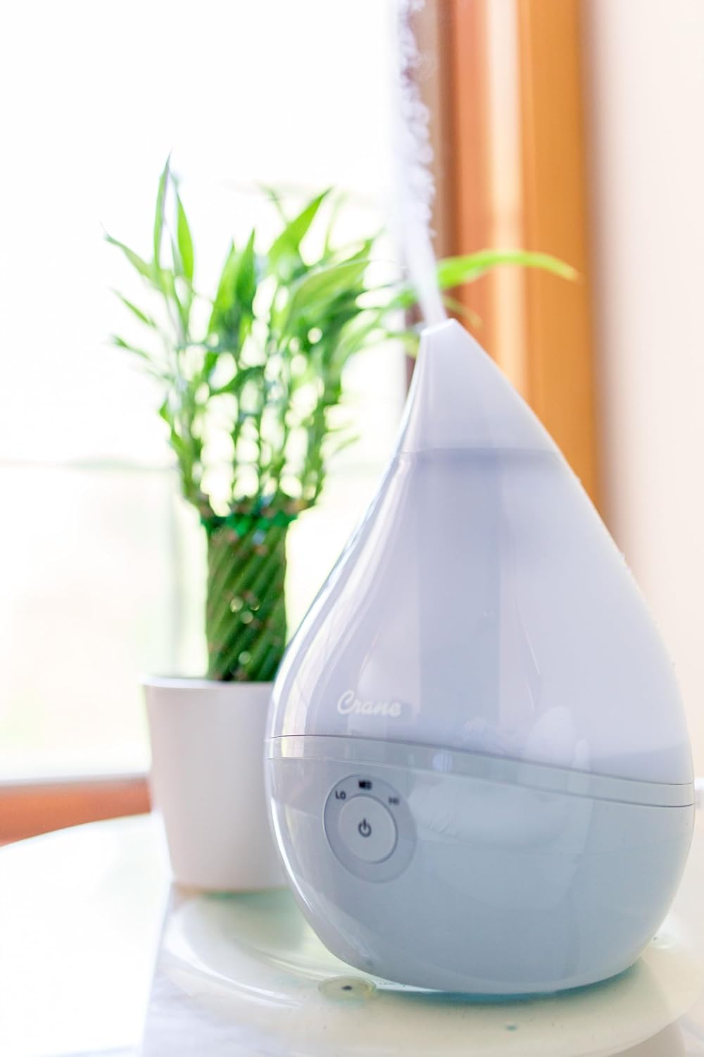 Crane Droplet Ultrasonic Small Air Humidifiers for Bedroom and Office, 0.5 Gallon Cool Mist Humidifier for Plants and Home, Humidifier Filters Optional, Blue and White